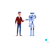 Man shaking hand with robot